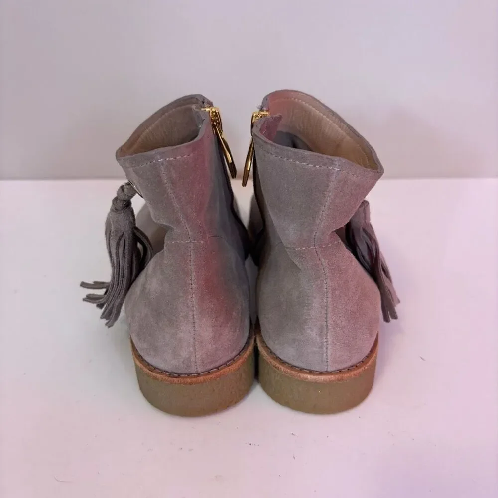 Kate Spade Tan Leather‎ Suede Tassel Side Ankle Booties Size 7.5